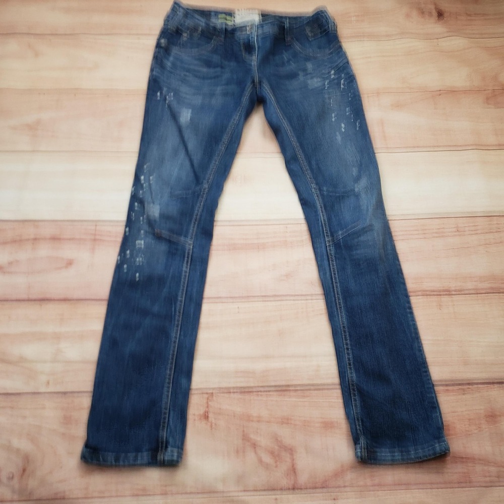 River Island Skinny Leg Jeans Womens Size 10 Blue Distressed Stretch Denim Pants
